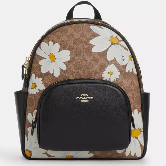 🌸 Coach Court Backpack In Signature Canvas With Floral Print - Picture 1 of 14
